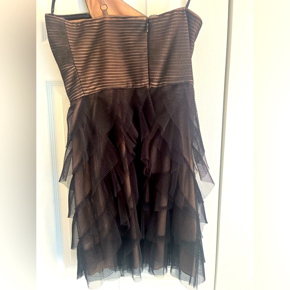 BCBGmaxazria One Shoulder Black Toile + Tan Lining Cocktail Dress - Picture 3 of 5